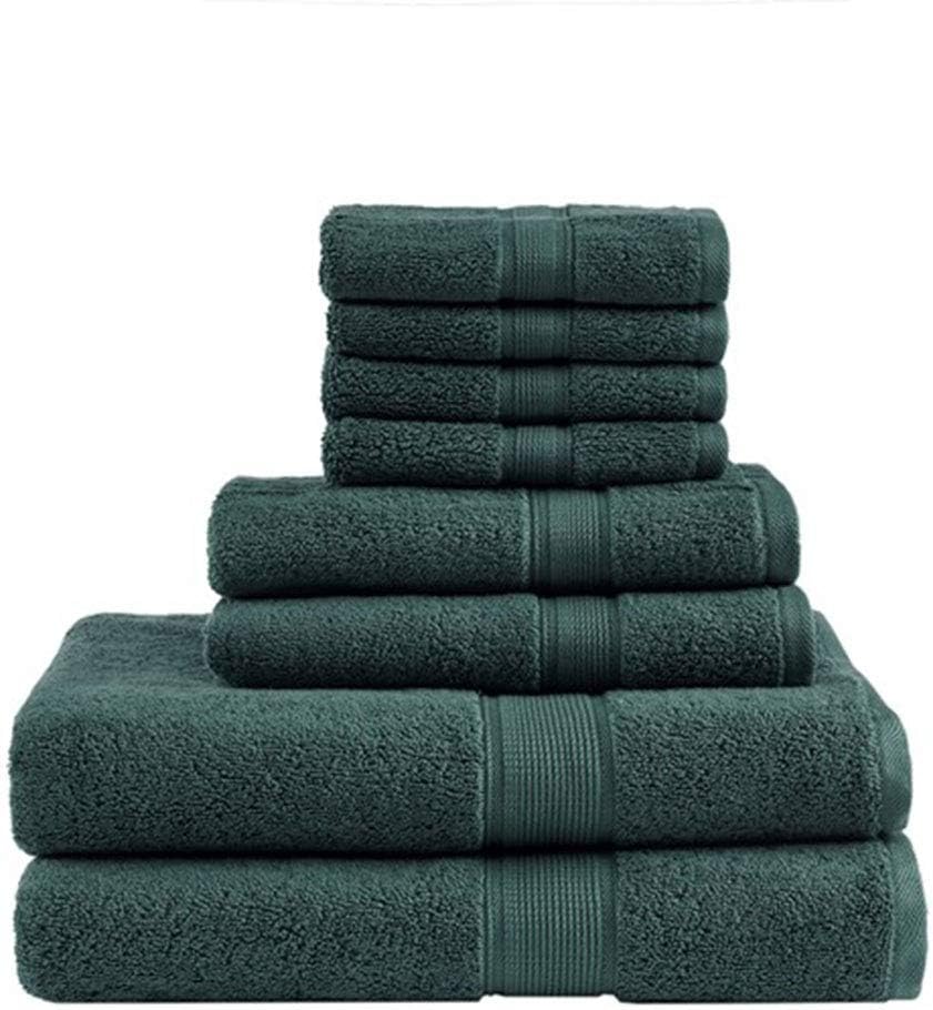 Madison ParkSIGNATURE Madison Park Signature, 100% Cotton Luxurious Bath Towel Set, Dark Green , Multi-Sizes 8 Piece, MPS73-423