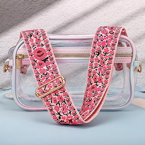 Flower Purse Strap Replacement Embroidery Crossbody Shoulder Strap for Handbag Canvas Purse Extender Accessories3