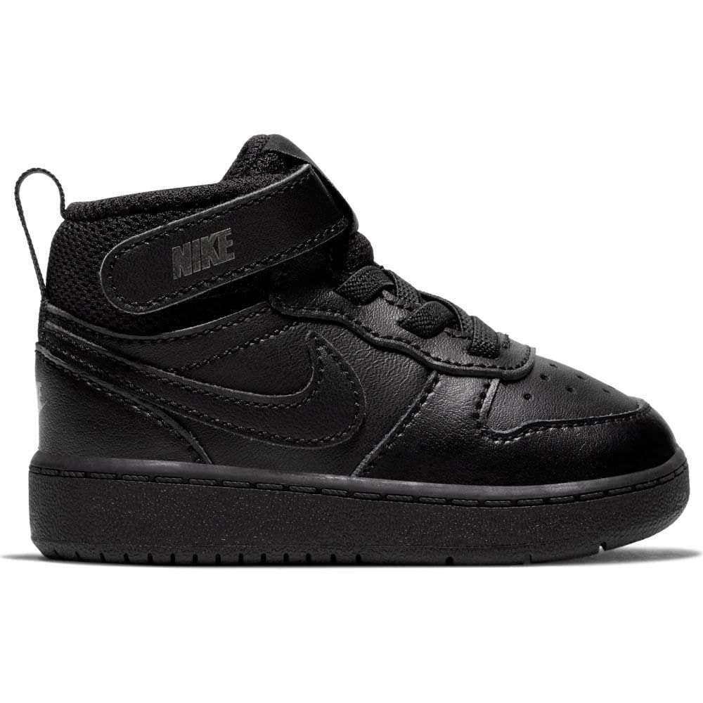 Nike Bably/Toddler Court Borough Mid 2 Shoes, Black/Black-Black, 9C
