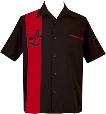 BeRetro Mens Black and Red Skull Short 