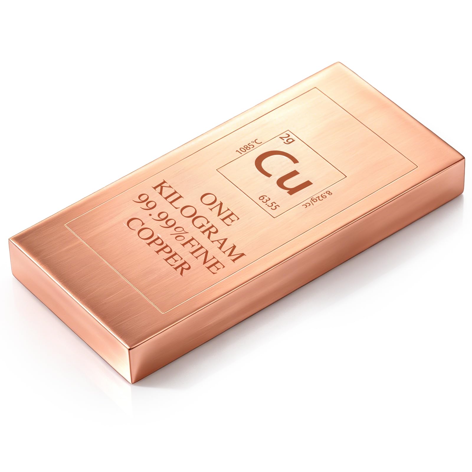 Yinder Solid Copper Bullion Bar 99.9% Pure Ingot for Paperweight, 2.2 lb