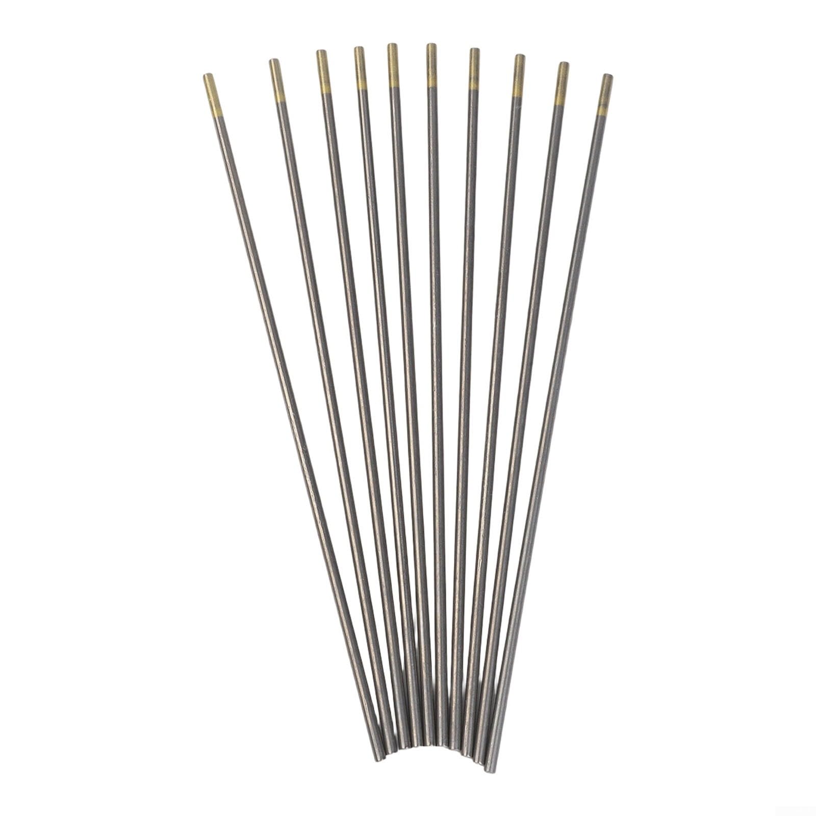 Lot de 10 électrodes WL15 Lanthan TIG, 150 mm pour acier au carbone et aluminium, arc électrique stable pour 150 A-250 A (2,4 mm x 150 mm)