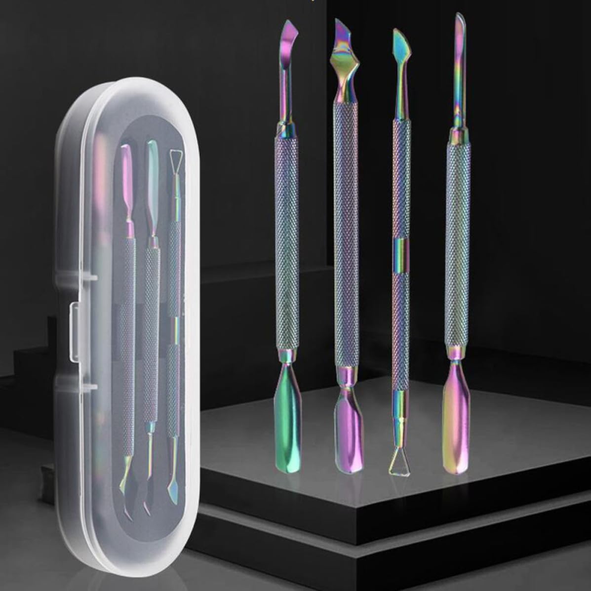 1 Box Colorful Nail Art Tools Set, Metal Dual End for Cuticles