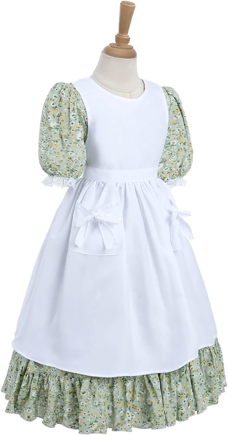 Nuoqi Prairie Dresses for Girls Pioneer Girl Costume Girls Colonial Dress Costume