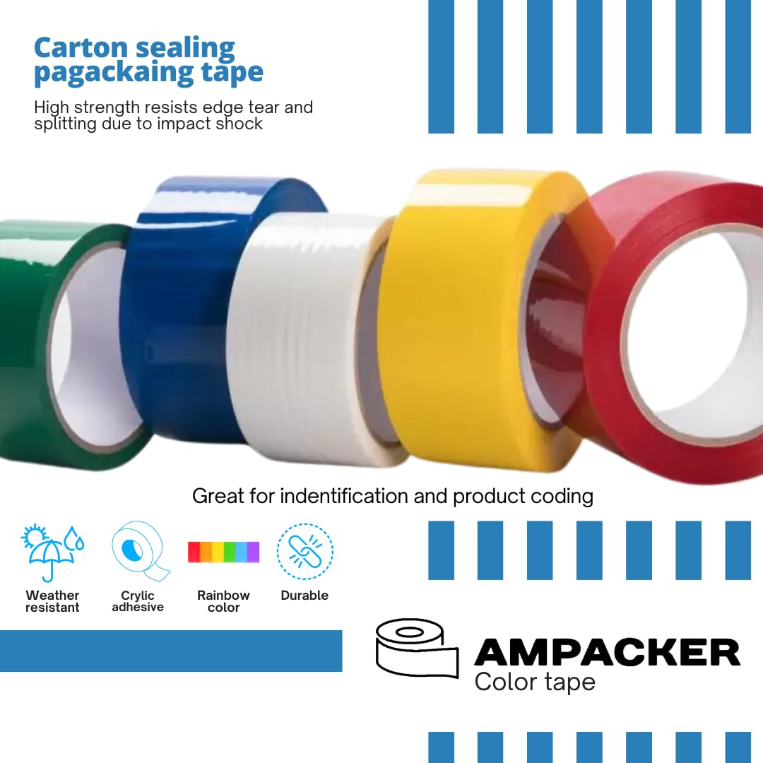 Blue Carton Sealing Tape, Packing Tape, Moving Tape 3" x 110 Yards (2.0 Mil) - Heavy Duty Acrylic Adhesive Tape for Boxes, Moving, Storage, Shipping, Warehouse Color Coding (6 Rolls)