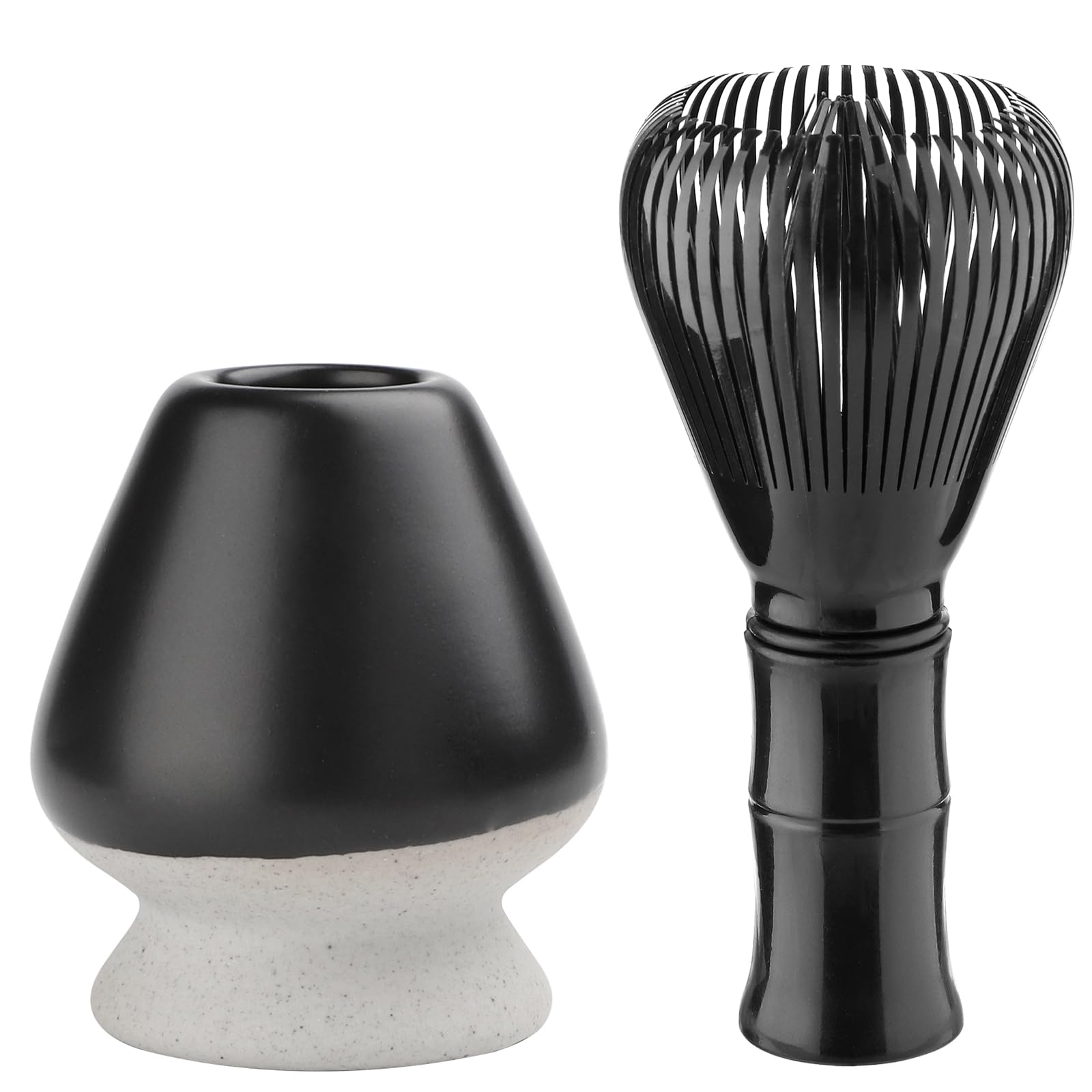 YUHWYI Resin Matcha Whisk Chasen 100 Prong with Stand Black Reusable