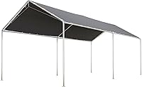 Outsunny 10x20 Heavy Duty Carport Canopy - Galvanized Steel Car Tent with Anchor Kit & Cables, Gray Outdoor Shelter for Vehicles