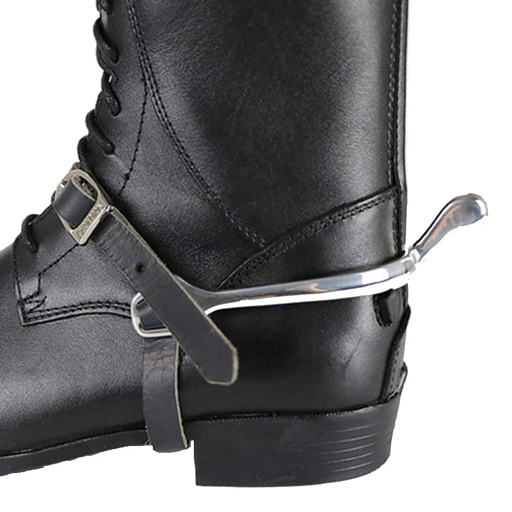 Paire D’éperons D’équitation En Acier Inoxydable Avec Bracelets En Cuir - Vintage
