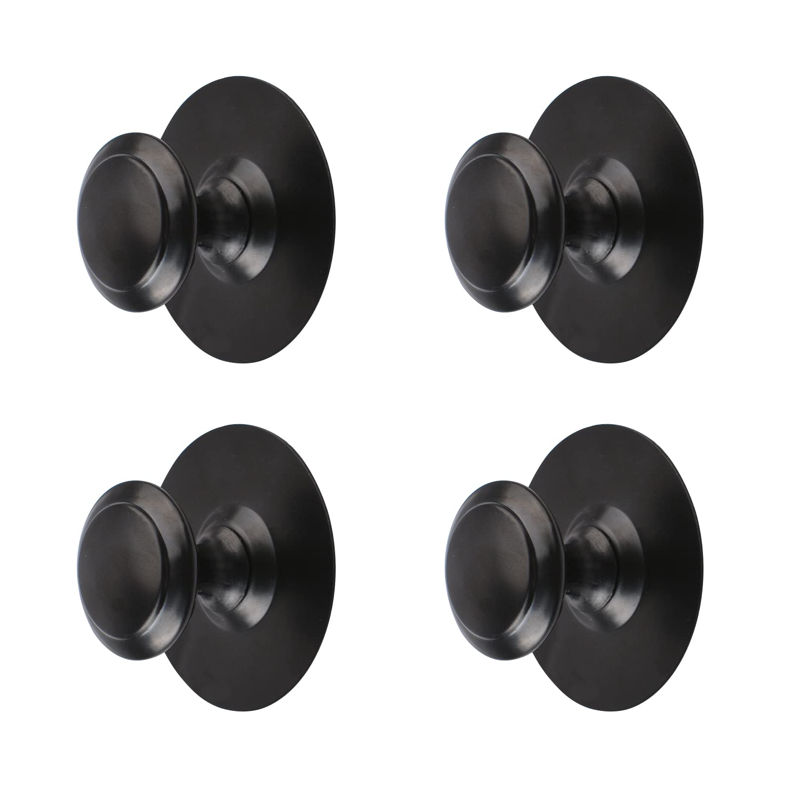 Morobor Matte Black Stainless Steel Drawer Knobs, 4Pcs Self-Stick Instant Cabinet Handle Pulls, Adhesive Sliding Door Stick On Handle With Mounting Screws For Glass Cabinet Cupboard Drawer (Matte Black)