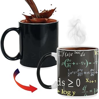 ZONSUSE Mathematical Formulas Magic Mug Mathematics Colour Changing Coffee Mug Science Heat Changing Mug Personalised Gifts for Teachers Classmates Girls Boys 330 ml Mathematics