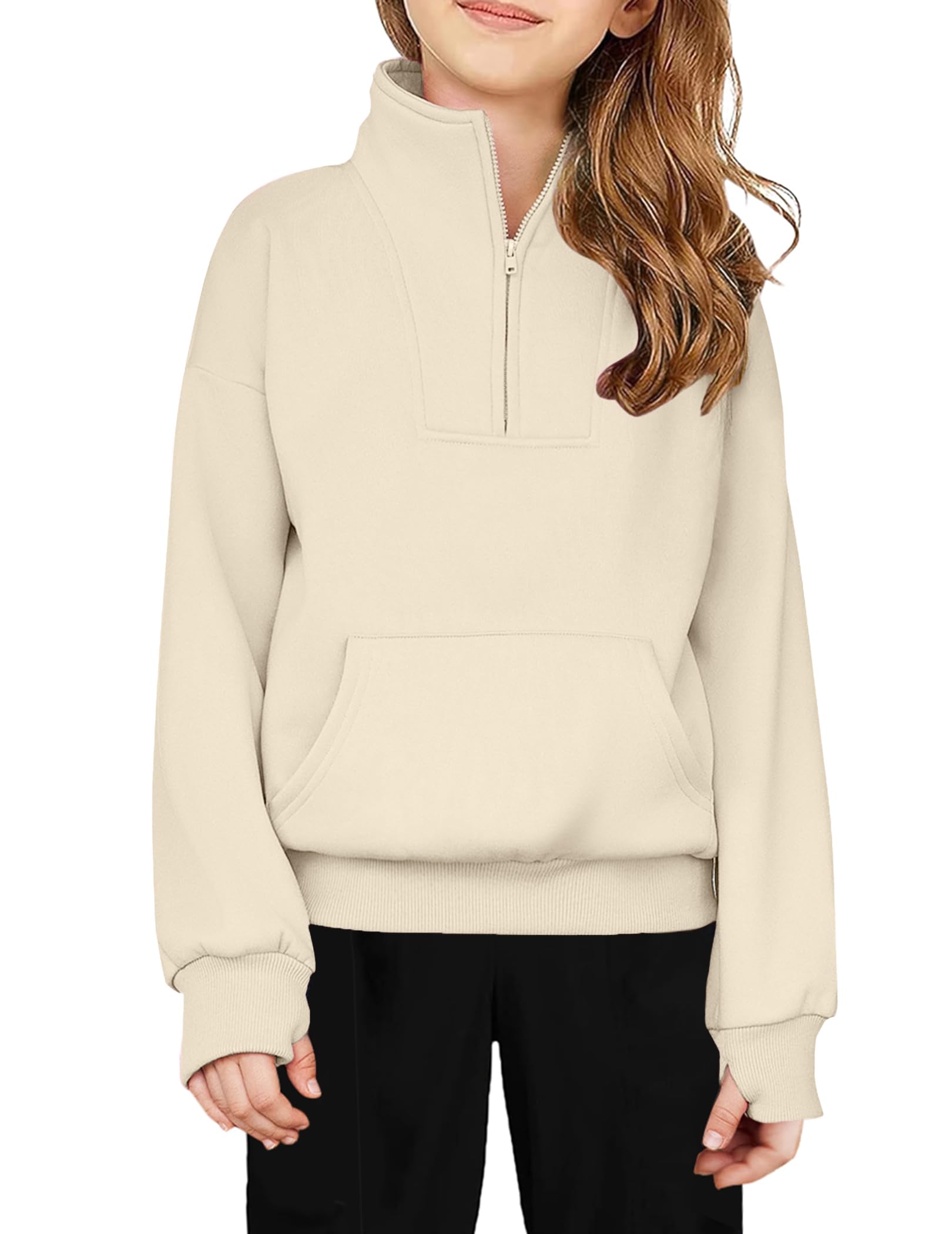 Arshiner Girls Half Zip Sweatshirt Fleece Quarter Zip Pullover Sweatshirts