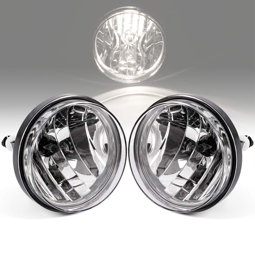 CNNELL Fog Lights New Clear Lens Compatible with GMC Sierra 1500 2500HD/3500HD Sierra Pickup 2007-2013 Bumper Driving Fog Lamps + Bulbs Replacement 25831948 One Pair Left+Right Side