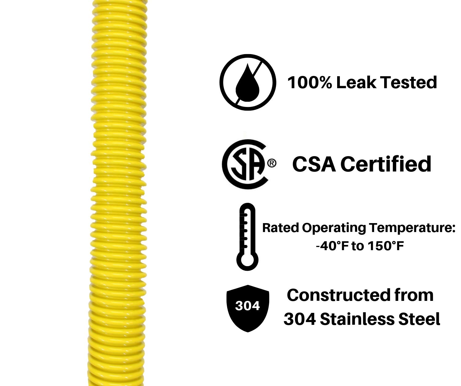 CMI Flexibler Gasanschlussschlauch Aus Edelstahl 45,7 Cm – Korrosionsbeständig, CSA-/ANSI-zertifiziert Für Gasgeräte