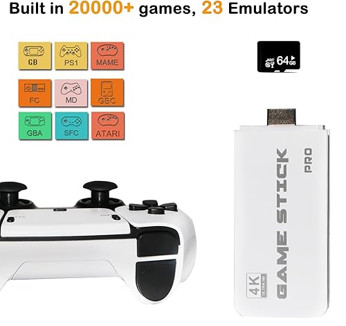 Miniatura 2 de Consola de juegos retro inalámbrica, Plug and Play Video Game Stick integrado en más de 20000 juegos, 23 emuladores clásicos, salida HDMI de alta