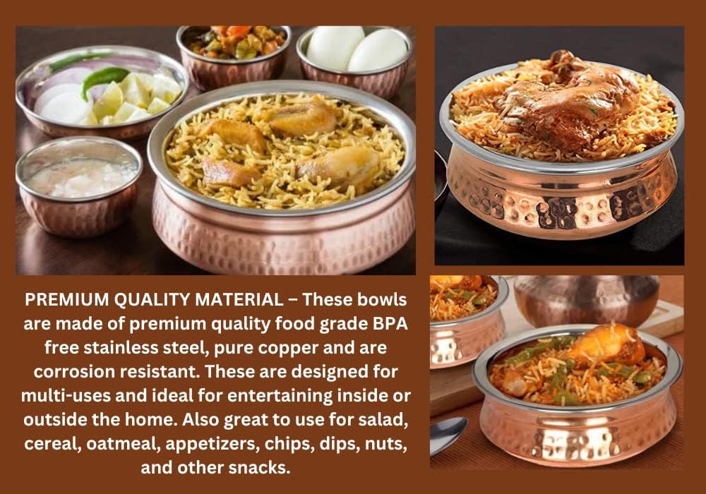 Pure Beautiful Indian Serving Tableware Steel Copper Bowl Katori 3 Inches Utensils, Valentine, Mother's day Gift (6)