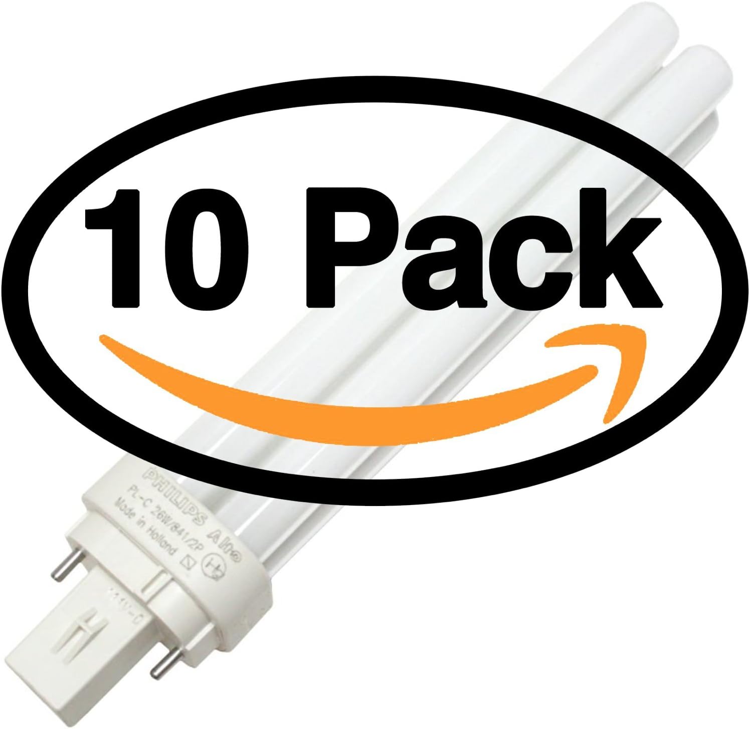 (10 Pack) Philips 383240 PL-C 26W/841/2P/ALTO 26 Watt 2 Pin Double Tube CFL Compact Fluorescent Light Bulb G24d-3 Base 26W 4000K Alt to PL-C 26W/841 F26DBXT4/SPX41 CF26DD/841 CFQ26W/G24d/841