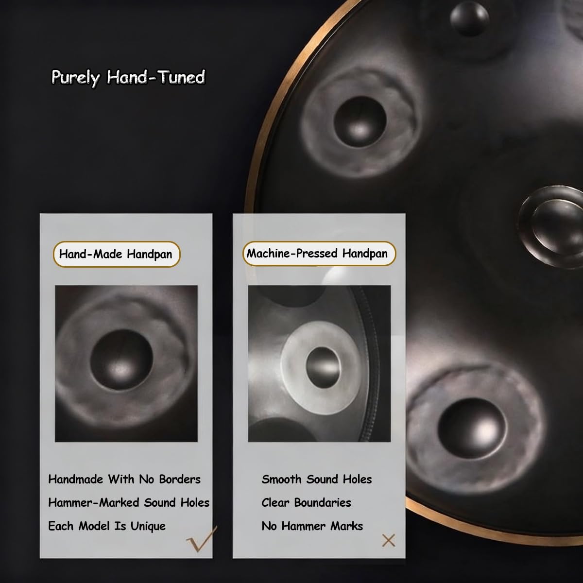 9/10/12 Note Strumento Handpan, 56cm Steel Pan Drum Instrument, Strumenti Musicali In Re Minore 440 Hz Con Borsa Morbida, 2 Mazze, Supporto(Viola,9)