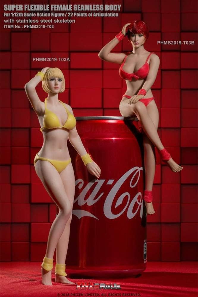 HiPlay 1/12 Scale Female Seamless Action Figure Set-Head+Figure+Accessory Full Set- 6 inch Super Flexible Figure Doll T03A(Pale Skin)
