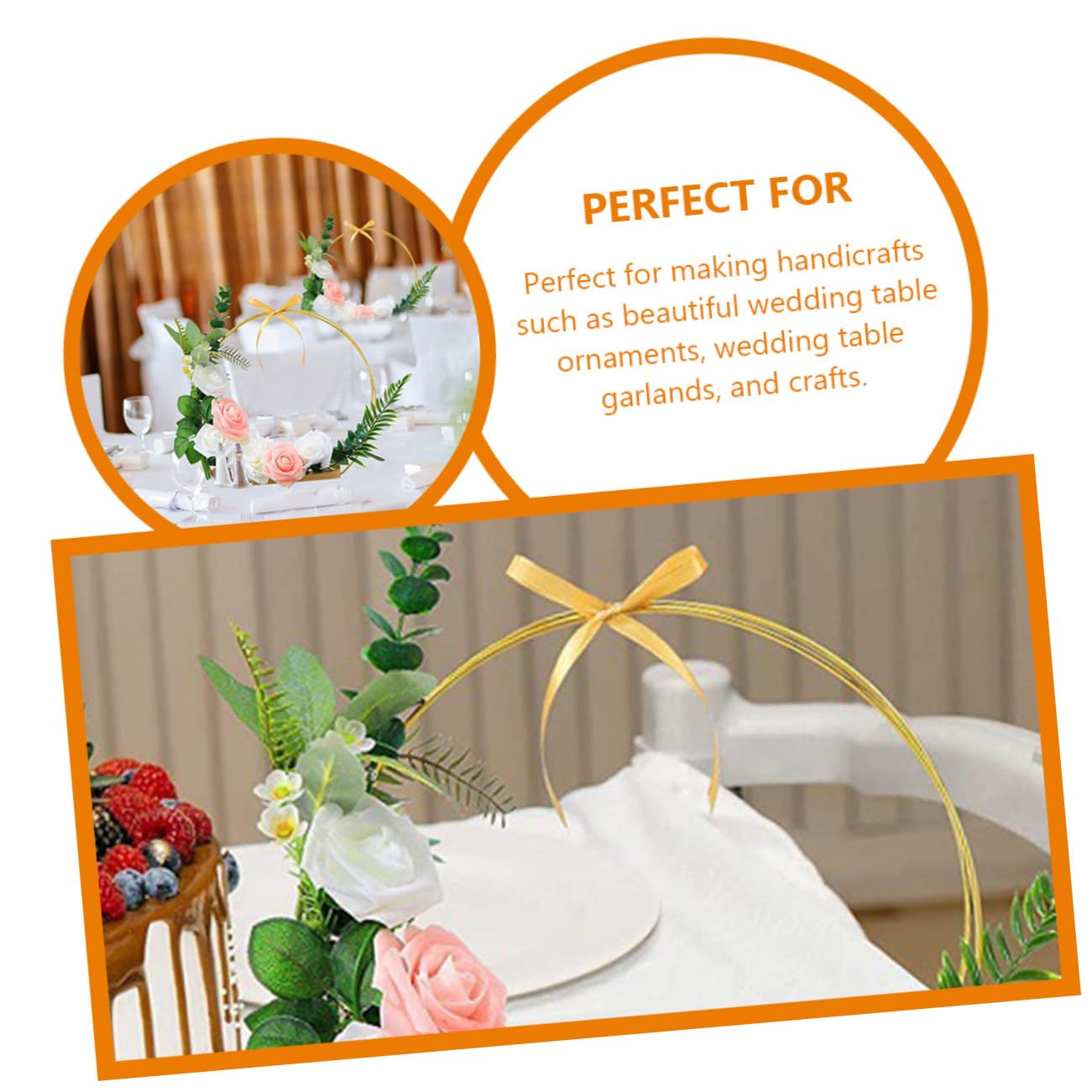 2sets Floreale in Metallo Cerchi per Ghirlande Fai da Te Cerchi in Metallo per Artigianato Anello per Centrotavola da Matrimonio Floreali per Decorazioni da Tavolo