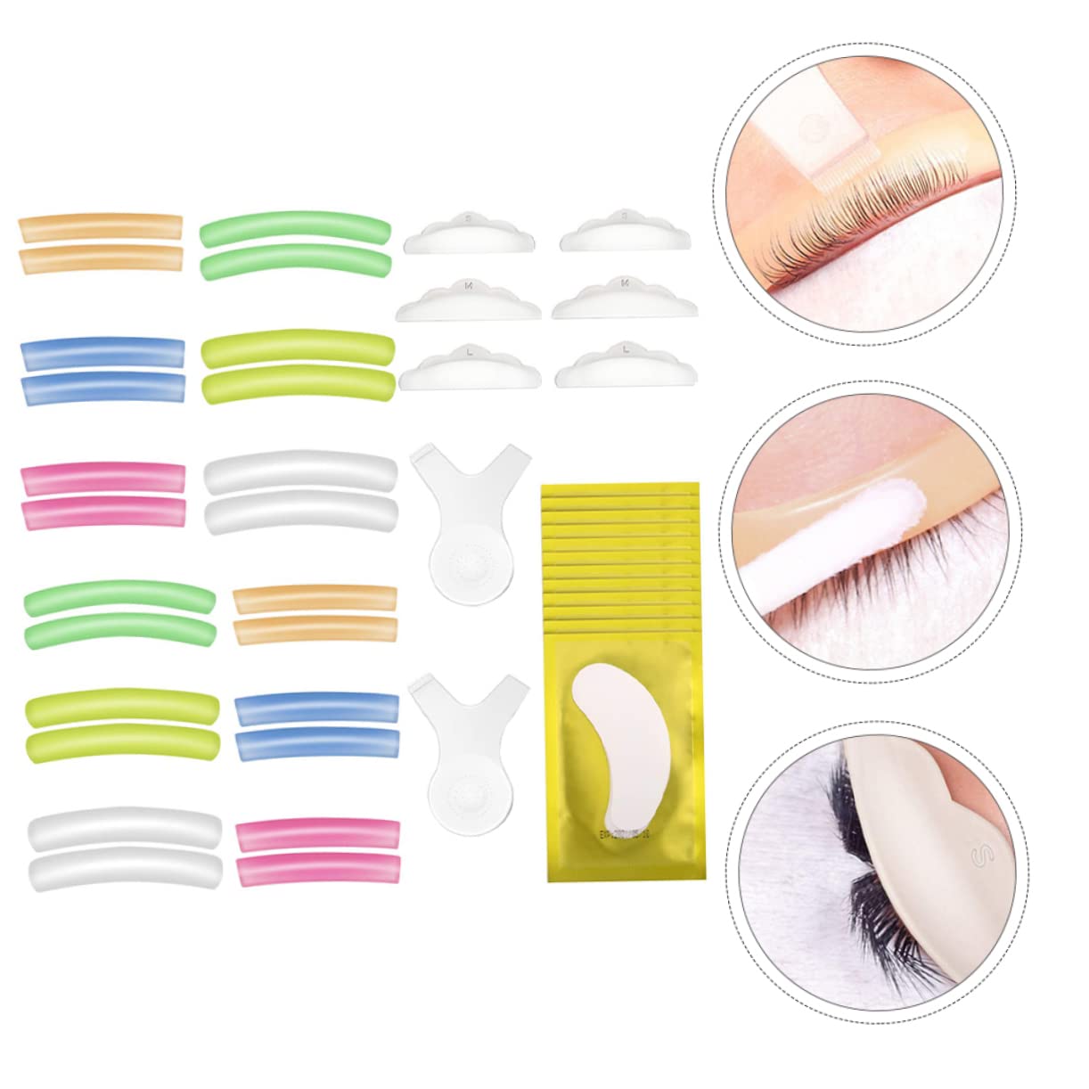 minkissy 3juegos Almohadillas De Grafting De Pestañas Cepillos y Gomas De Silicona Para Rizado De Pestañas De Almohadillas De Para Salones y Uso Casa