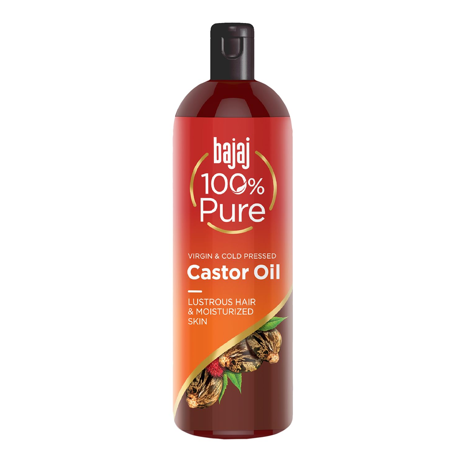 Bajaj 100% Pure Castor Oil | Virgin & Cold Pressed Oil For Hair & Skin | Lustrous Shiny Hair & Moisturized Skin | 200 Ml, Clear
