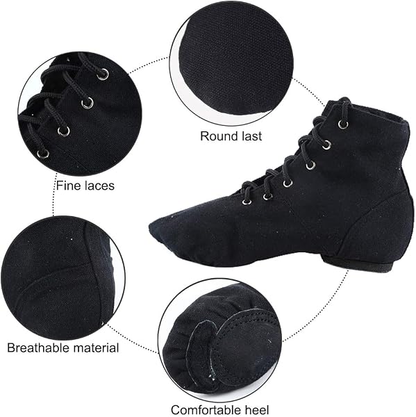 Modernes Chaussures De Danse Chaussure de Ballet Boot Semelle Souple Yoga Gymnastique Split Plate Ballet Doux Toile Chaussons pour Hommes Femmes Little Kid Lacets Filles Canvas Jazz Dance Bottes - 3