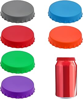 6pcs Silicone Soda Can Lids - Covers for Carbonated Drinks, Pop, Energy Drink, Juice - Spill-Proof, Reusable Beverage Saver Fits Standard Cans