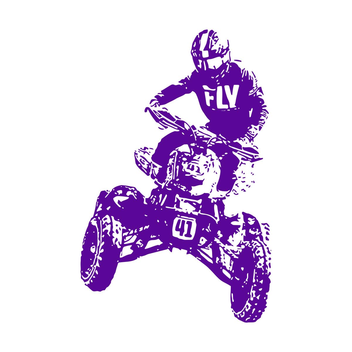 Extreme Quad Bike ATV Rider Motorcycle Wall Sticker Playroom Off Road 4 Wheeler Offroad Motorbike Wall Decal Man Small - 36x56cm