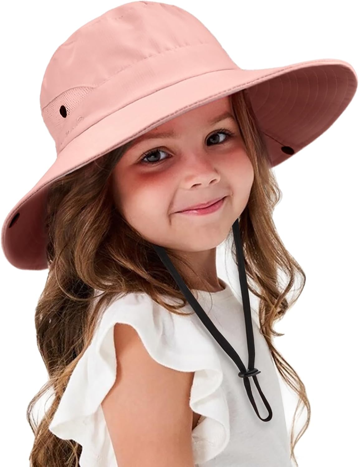 DRESHOW Chapeau Soleil Bébé Fille UV50+ – Maille Respirante Pliable Avec Mentonnière 3-8 Ans