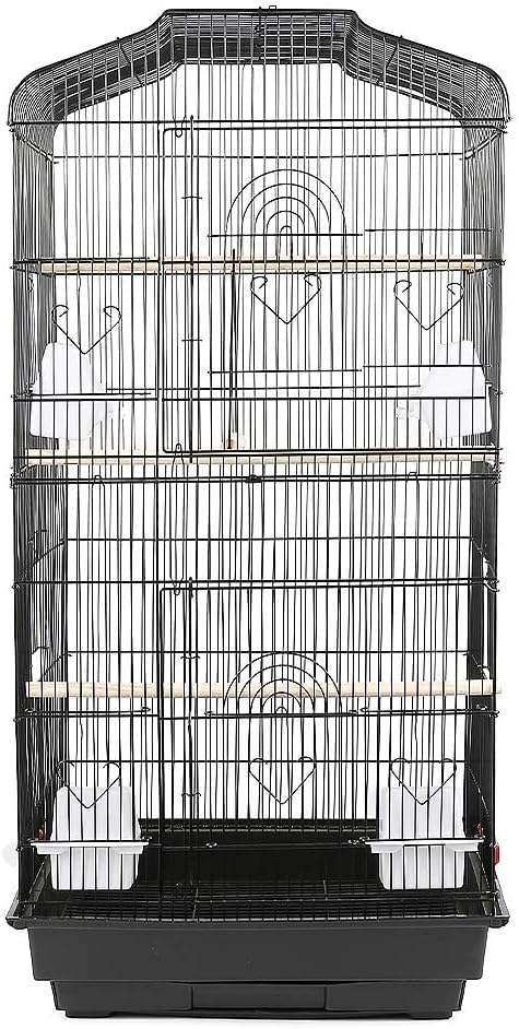 Jaula para Pájaros con Teche Abierto Jaula Aves Metal,Jaula para Pájaros Jaula Metálica para Mascota Aves Loros Canario (46*36*92cm (Negro))