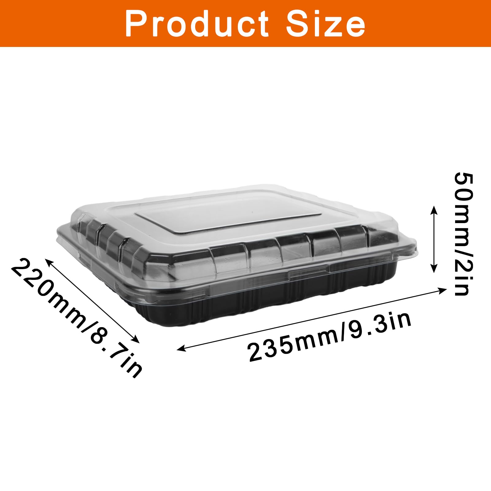 AHAQU Vassoi da catering per buffet riutilizzabili da 20 pezzi, vassoi da buffet in plastica 235 x 220 x 50 mm con coperchi trasparenti, vassoi per dolci e panini per cibo per