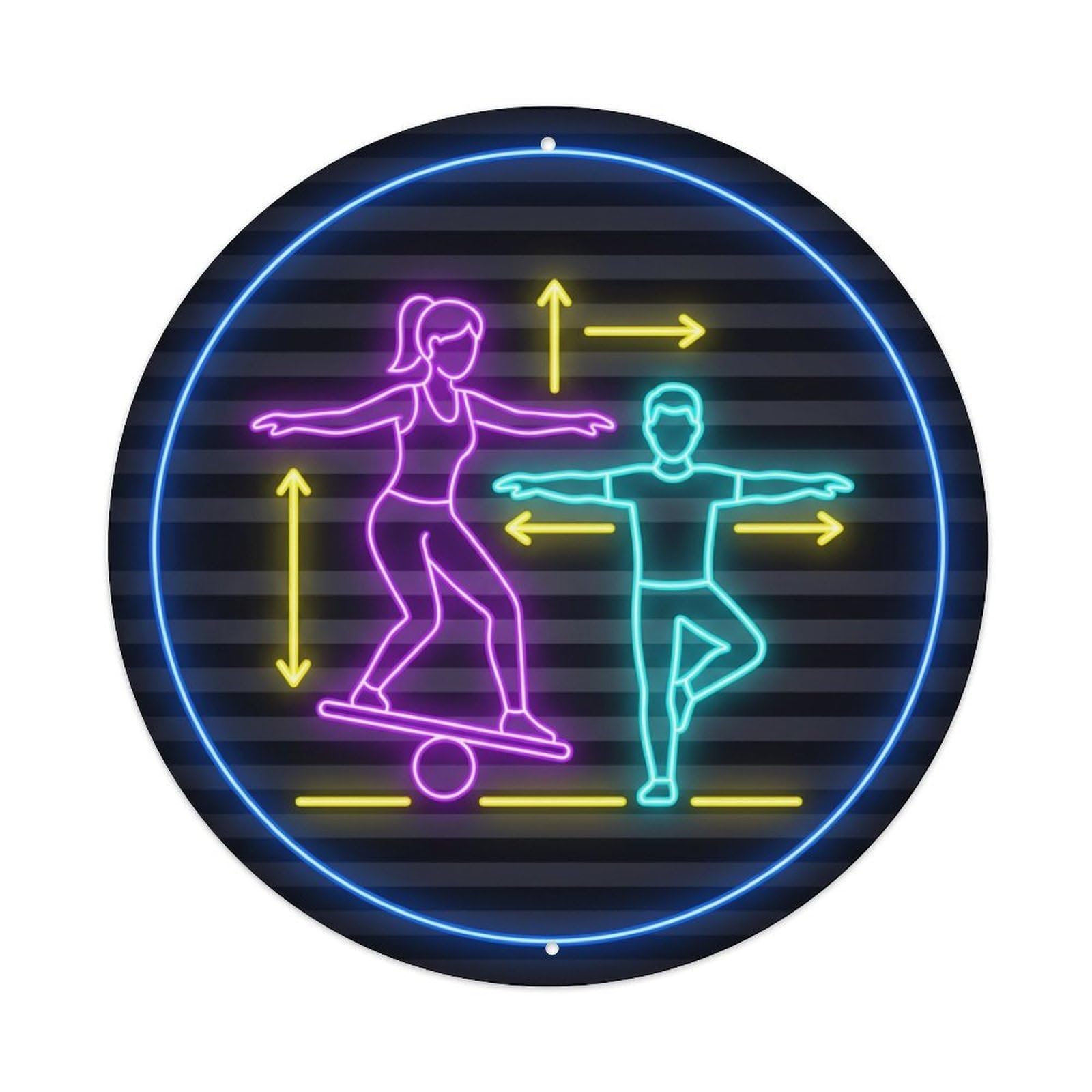 Vintage Faux Neon Gym Retro Bodybuilding Proprioception Metal Tin Sign