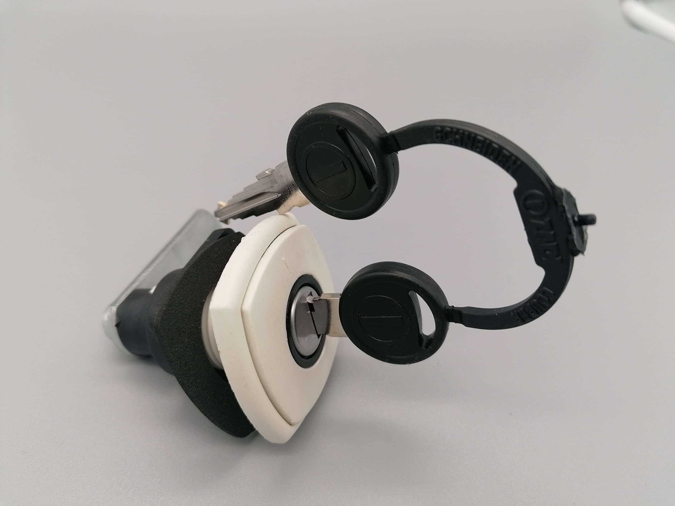 CR-MOESANCO® Cerradura Cuadrada Blanca para Maletero de Gas y Baúl Caravana y Autocaravana (Espesor:35 mm) con 2 Llaves