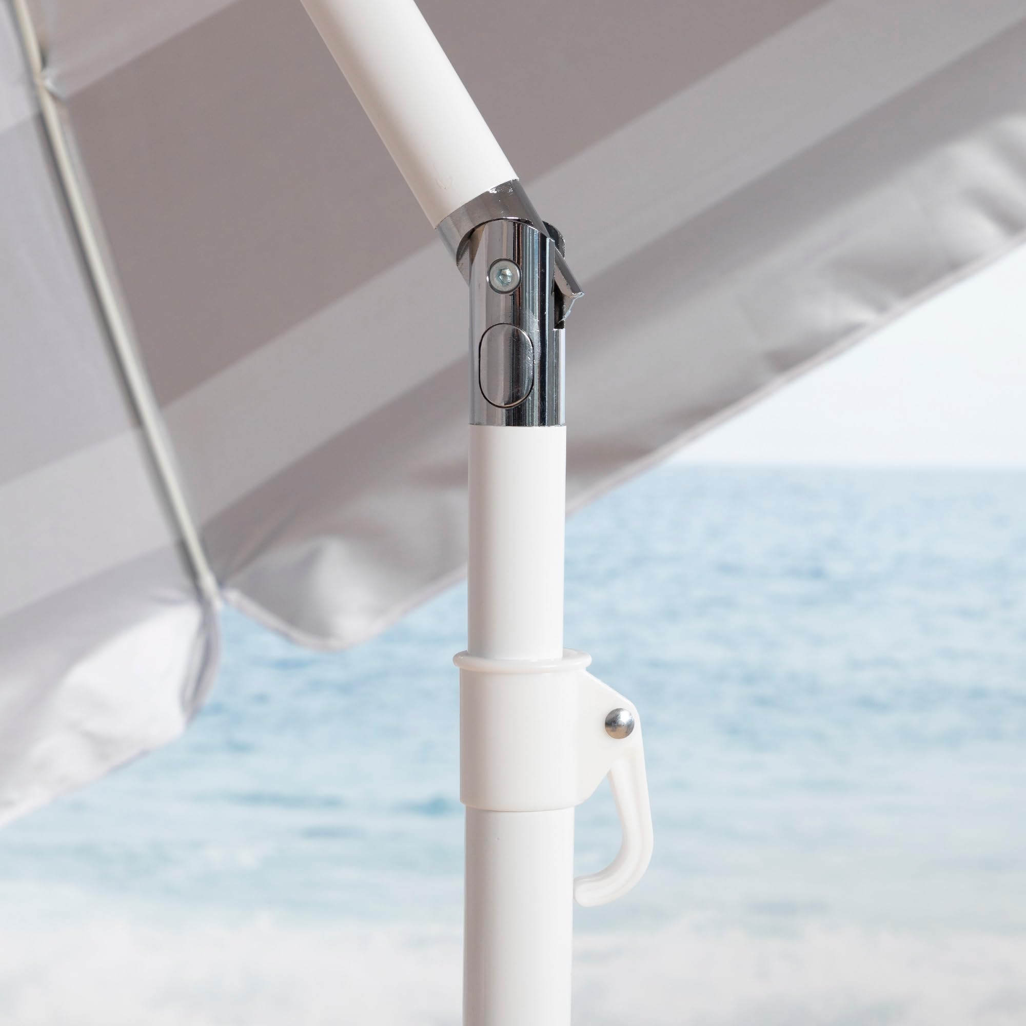 AKTIVE Ombrellone da spiaggia pieghevole stile marinaio a righe Ø180, con rivestimento argentato e protezione UV 50, paravento spiaggia, ombrellone parasole, parasole, parasole, parasole, ombrelloni