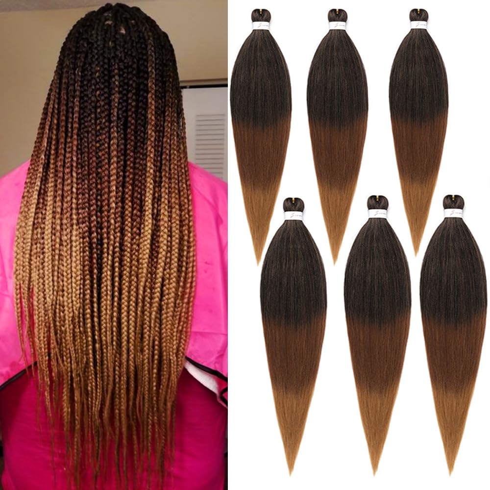 Braiding Hair Pre stretched 16 Inch Ombre Braiding Hair Extensions Hot Water Setting Synthetic Hair Pre Stretched Crochet Braids Hair Yaki Texture(6