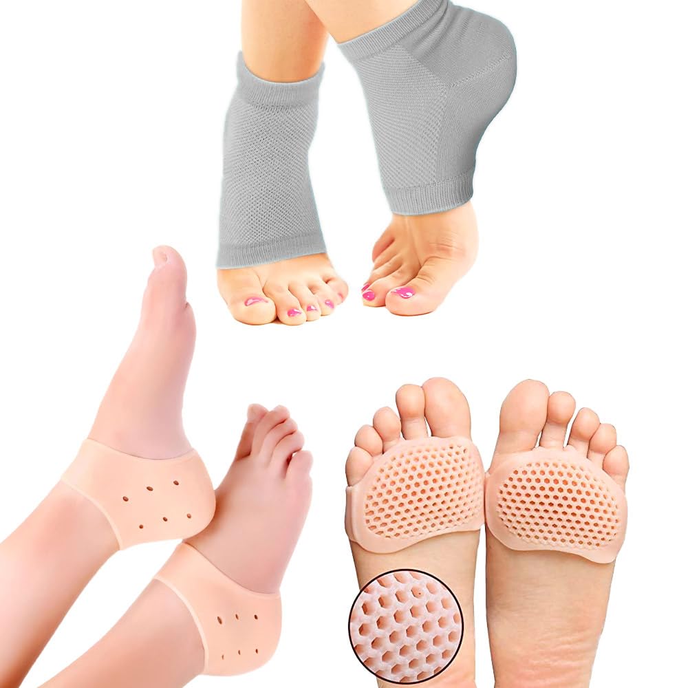 Silicone Heel Pad - Pack Of 3 Heel Pad For Heel Pain, Washable Silicon Socks For Women & Men, Toe Free Heel Pain Relief Products For Women, Silicon Heel For Pain Relief, Silicon Gel Pads