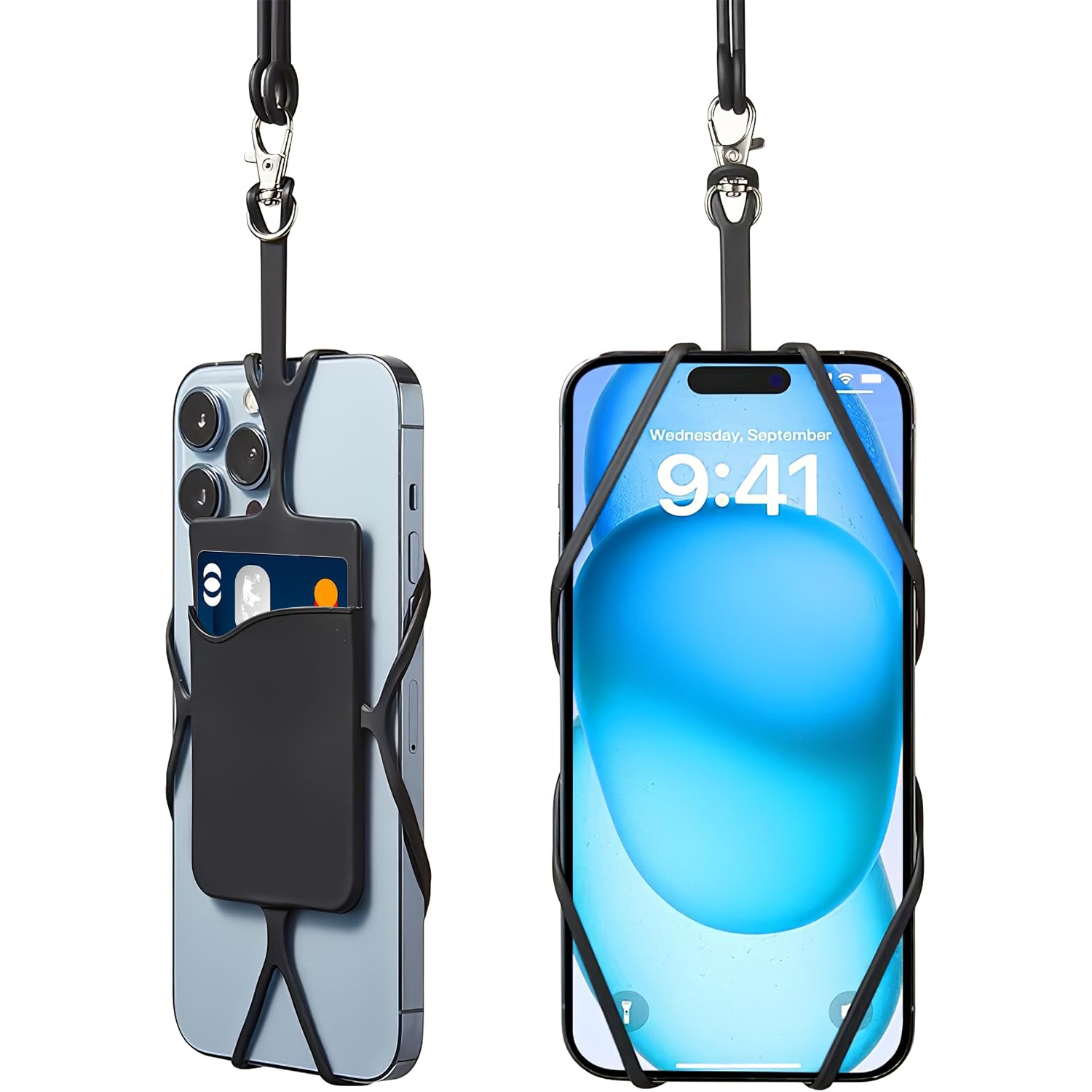 2Pcs Phone Lanyard with Card Holder for Mobile Adjustable Length | Durable Silicone | Secure Grip | Universal Compatibility | Hands-Free Convenience-image-4