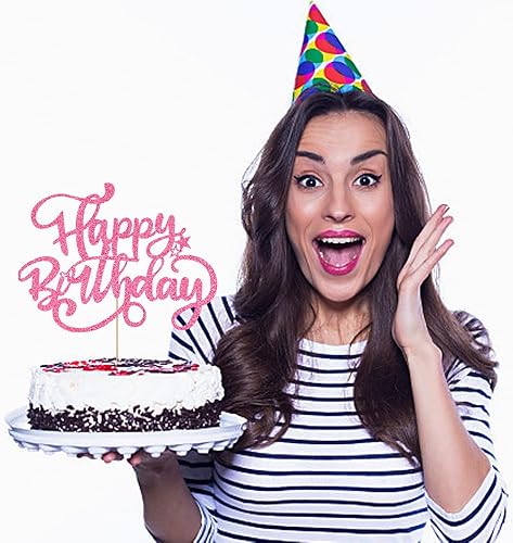 Miniatura 8 de Crseniny Decoración de pastel de feliz cumpleaños, decoración de pastel de cumpleaños con purpurina de arcoíris, suministros de decoración de fiesta