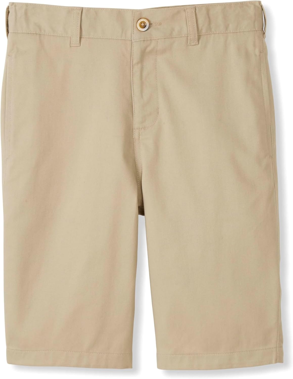 French Toast Boys' Adjustable Waist Flat Front Chino Bermuda Shorts with Stretch (Standard & Husky), Khaki, 18 Husky