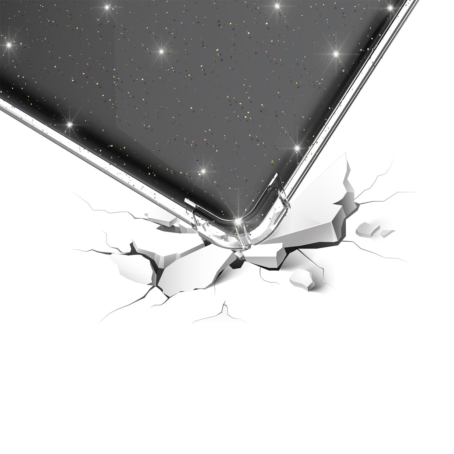 Transparente weiche TPU-Schutzhülle für Kindle Paperwhite 11. Generation 2021 Tablet mit 17,3 cm (6,8 Zoll), Fallschutz, stoßfest, transparent, leicht, schlanke Hülle (transparent-glitzernd)