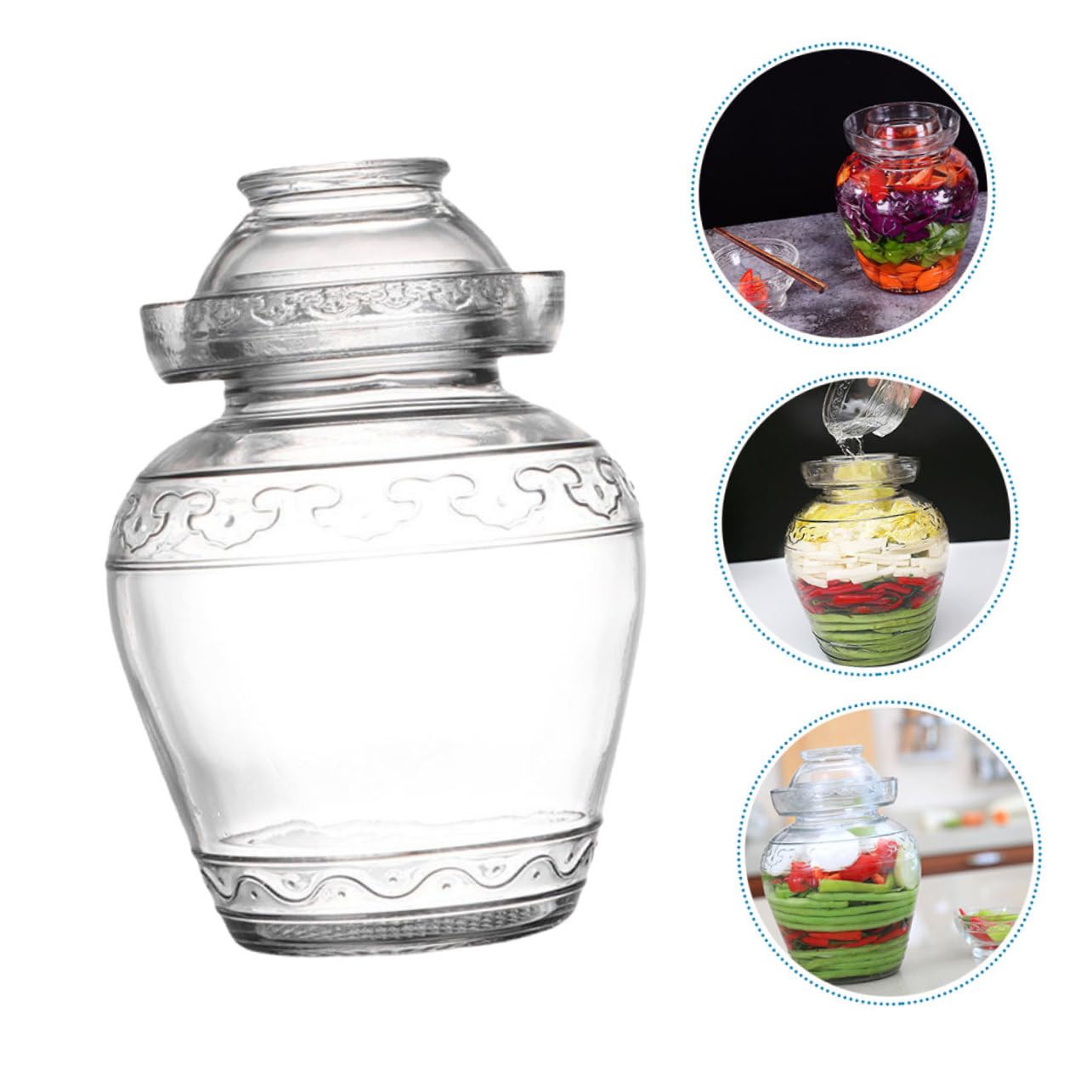 NOLITOY 2,5l Glas Fermentierglas für Gurken und Sauerkraut mit Praktischem Deckel zur Lebensmittelkonservierung und Frischeerhaltung im Haushalt