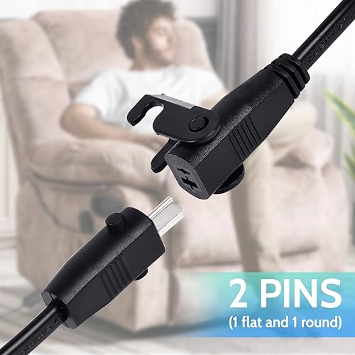 Miniatura 5 de Sopito Cable de extensión de 8.2 pies (8.2 ft) para silla elevadora o reclinable eléctrico, cable de fuente de alimentación de repuesto para Okin