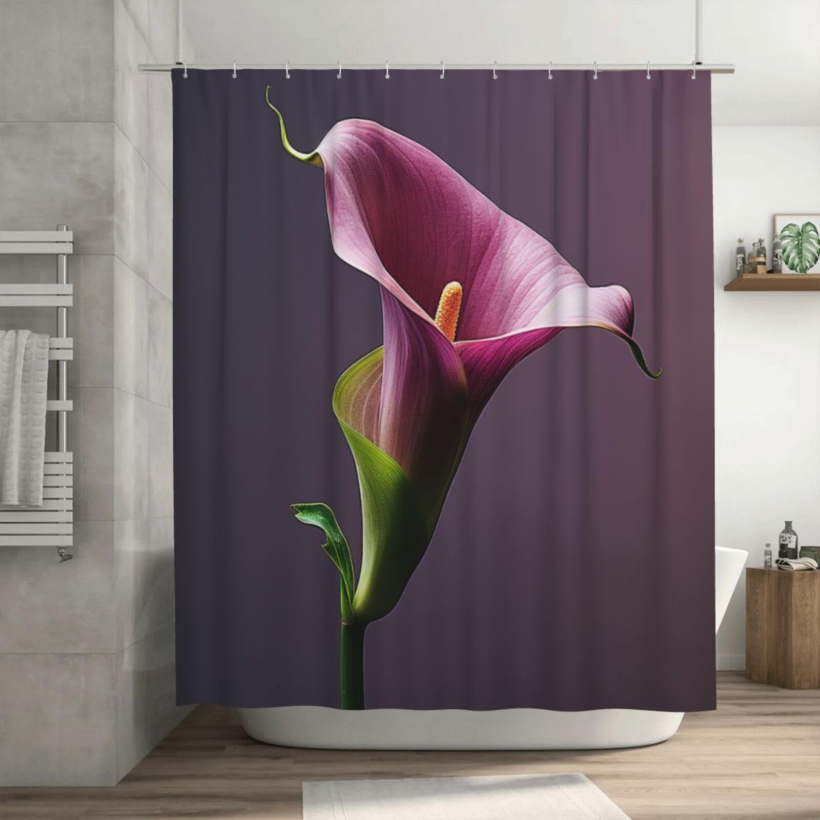 Rideau de douche imperméable épais anti-éclaboussures fleur violette 182cm