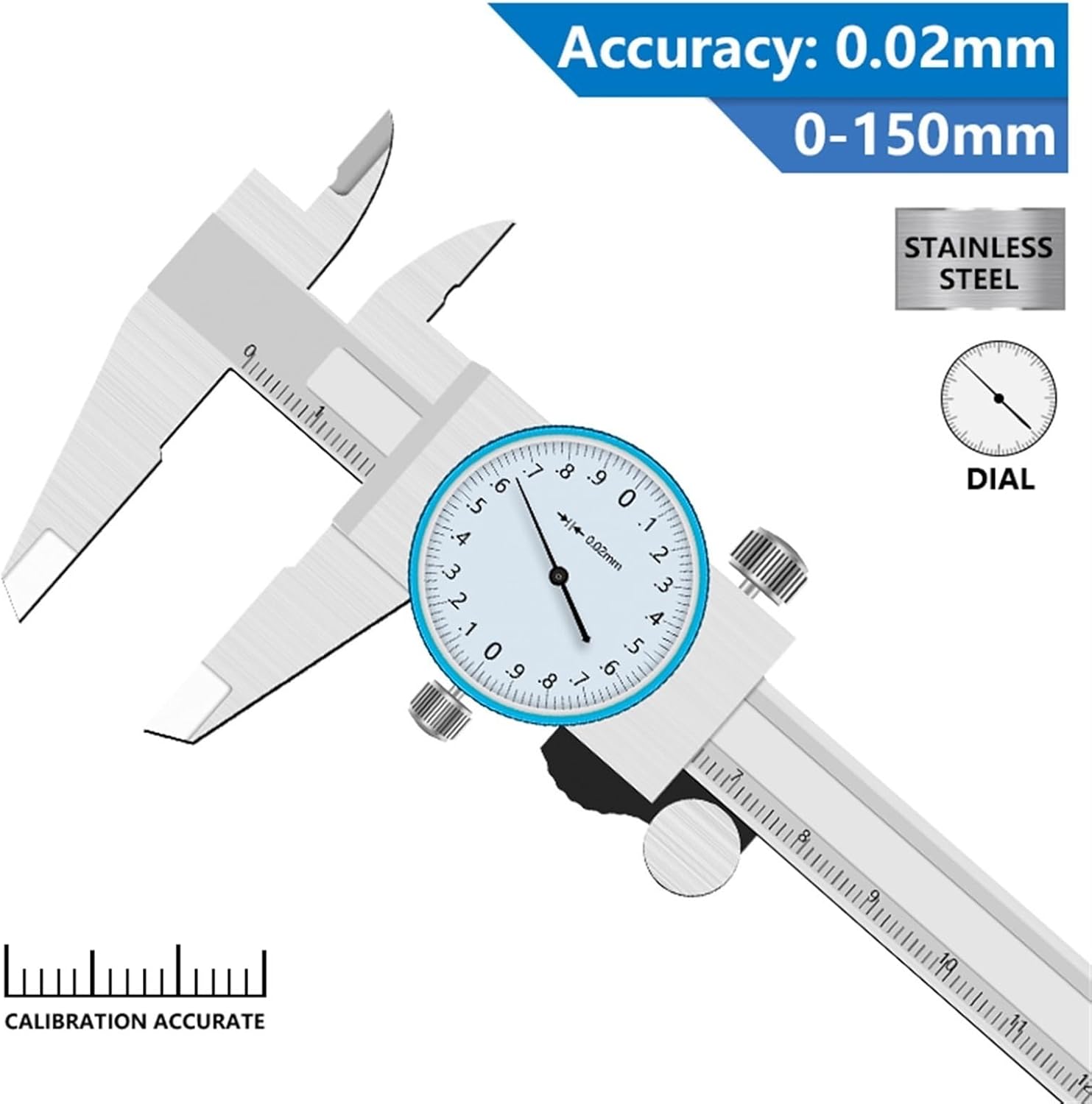Dial Indicator 0-150mm Vernier Calipers Stainless Steel Dial Gauge Shockproof Mircometer Measuring Instruments Tool