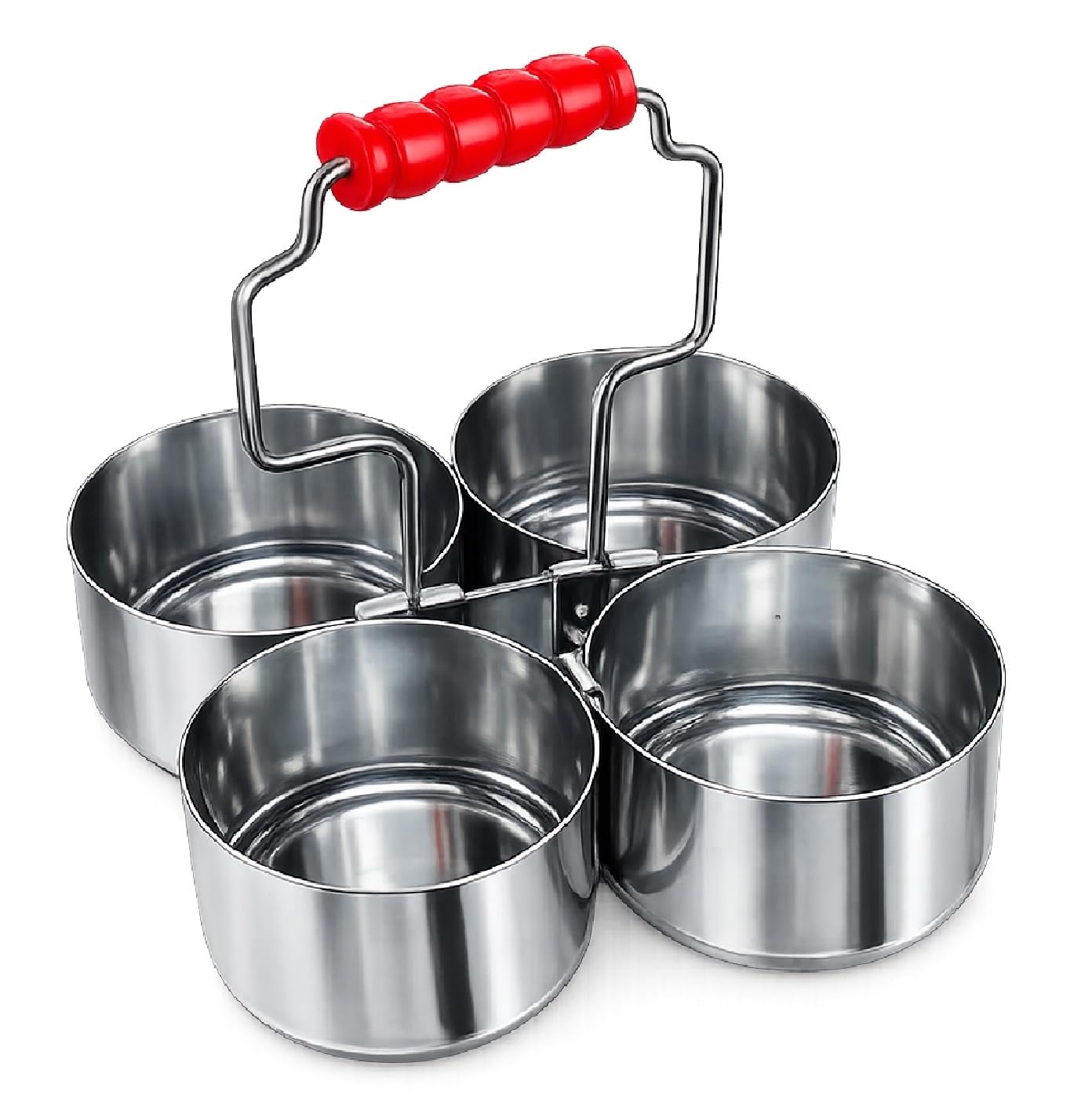 Dynore Stainless Steel 4 Compartments Saag Daan/Chaumukha/Chogada Sabji Server / 4 in 1 Food Server/Easy Storage & Serving Dining Organizer Holder.-image-33