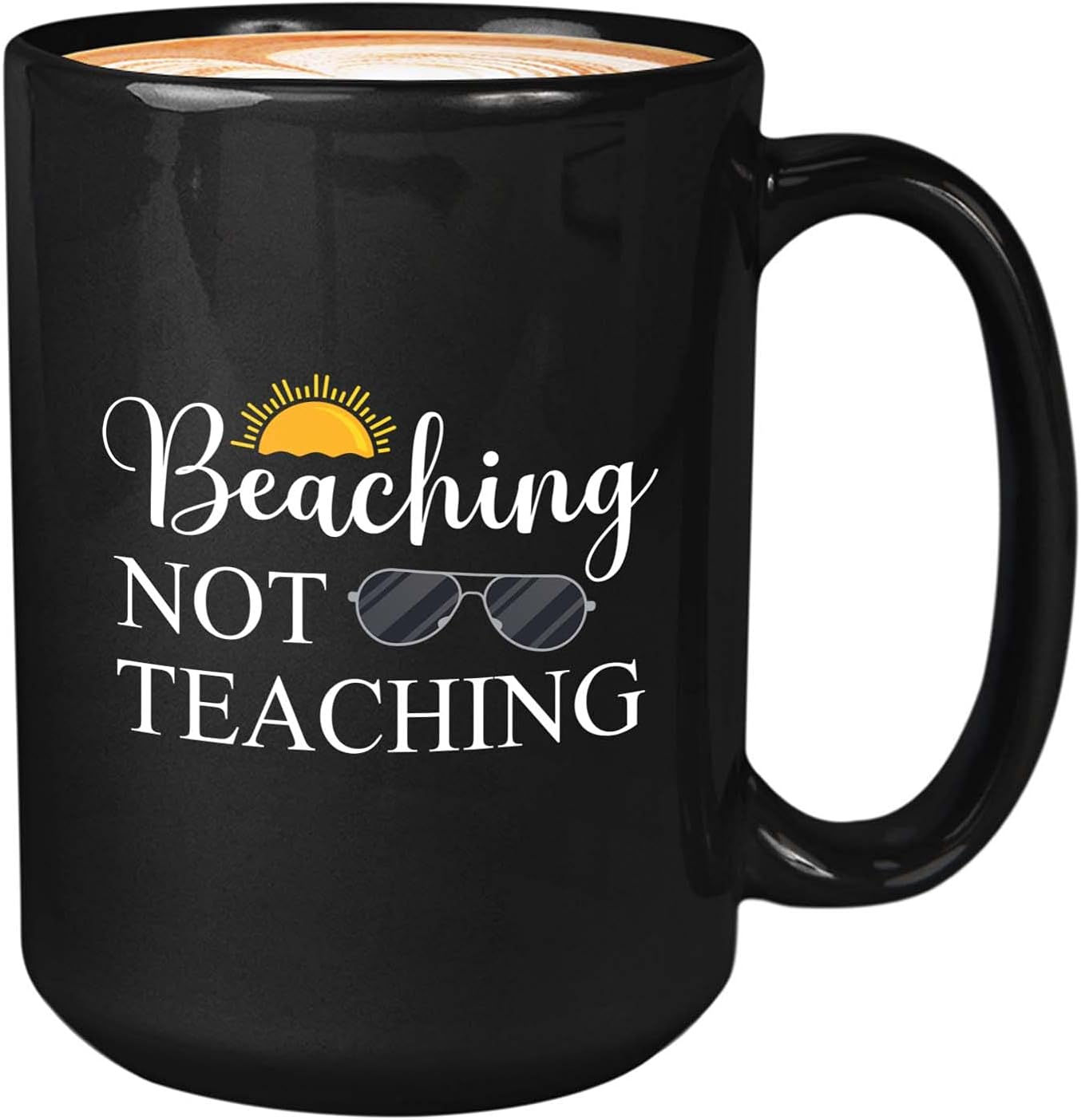 Bubble Hugs Teacher Appreciation Coffee Mug - Beaching Not Teaching - Teachers Day Proud Teacher End of Term Summer Beach Lover 15oz Black
