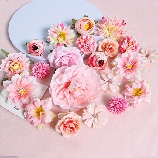 21PCS Artificial Flower Combo Box Set Silk Flowers Fake Roses for DIY Floral Arrangement Wedding Bouquet Centerpieces Home Decoration