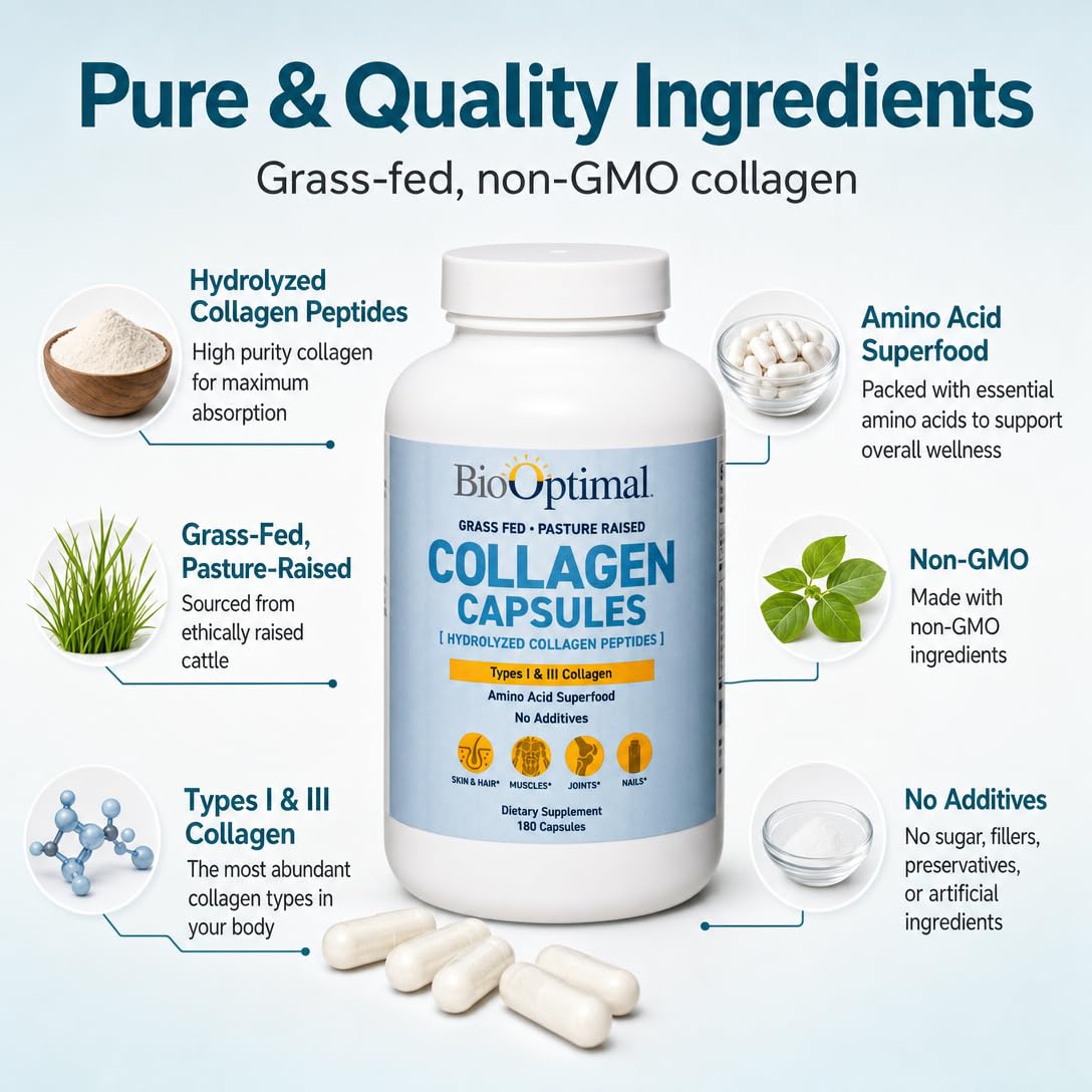 BioOptimal Grass-Fed Hydrolyzed Collagen Capsules for Skin, Hair & Joints — Amazon image 7