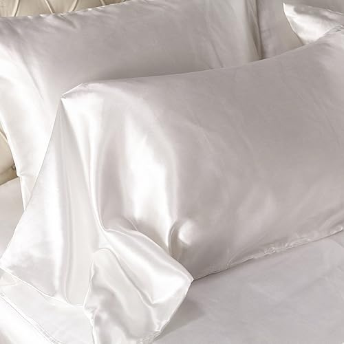 Miniatura 8 de DuShow Juego de funda de edredón de seda satinada de 3 piezas, 1 funda de edredón y 2 fundas de almohada, juego de funda de edredón de hilos suaves