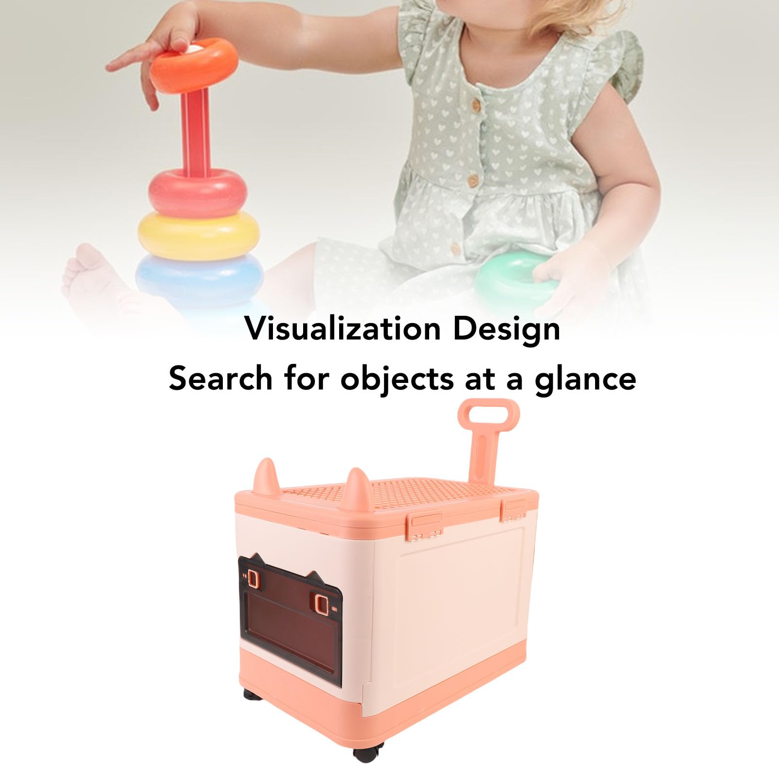 Cryfokt Portaoggetti per Giocattoli Robusta Cassapanca in Plastica con Ruote per L'organizzazione della Sala Giochi, per Bambini e Neonati, Ca.12,2x18,5x19,7", 1 unità (Rosa arancio)